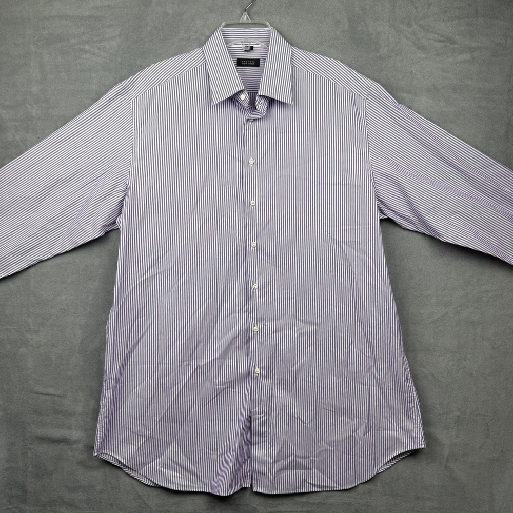 Barneys New York Mens Purple White Stripe Dress Shirt‎ 18